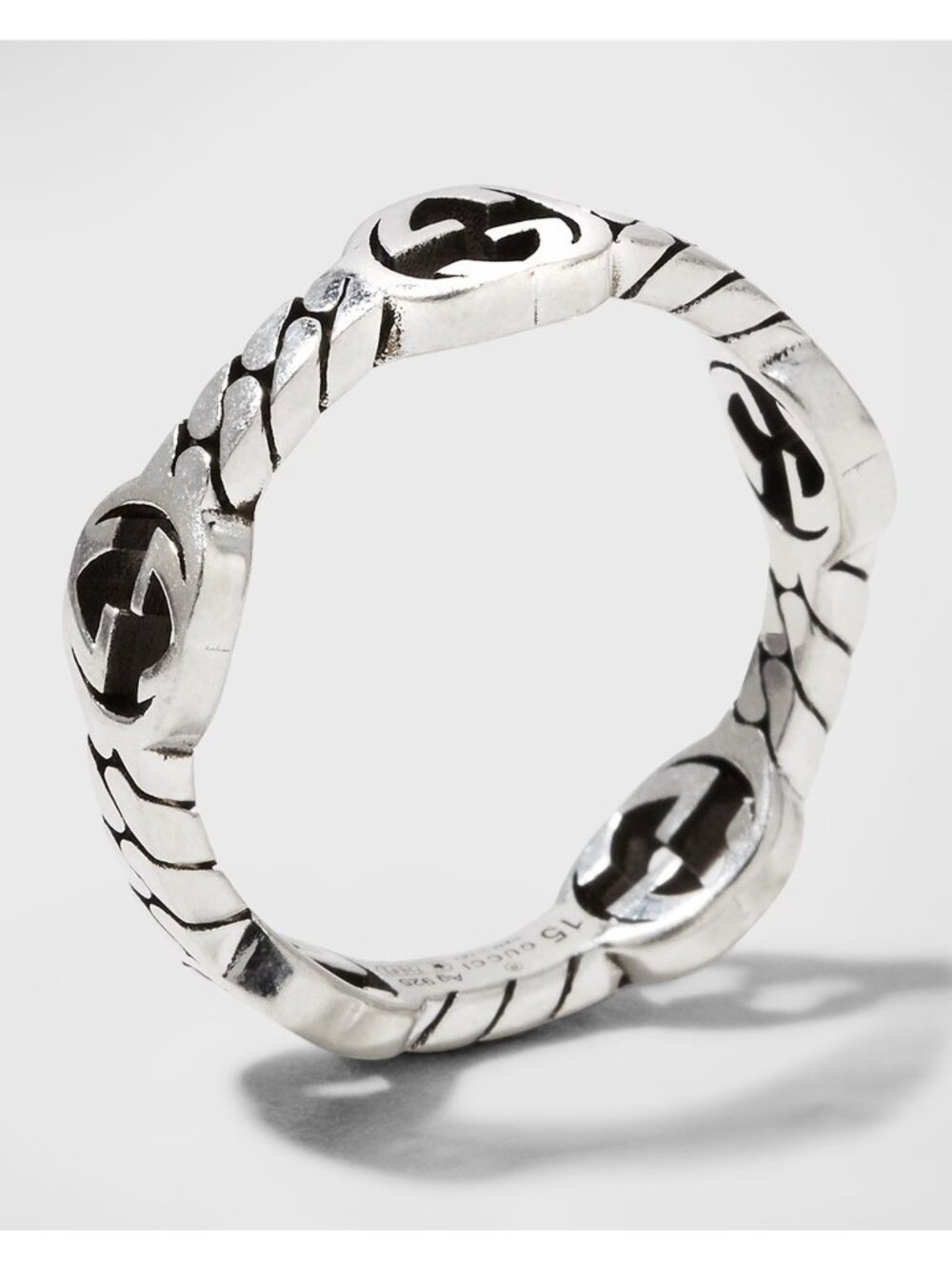 NEW GUCCI Sterling Silver Ring Interlocking G Sz 18 IT 8.25 US